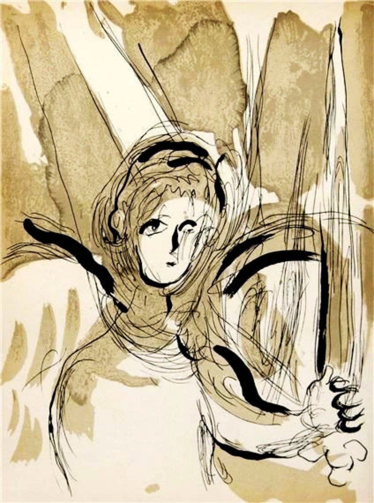 Chagall, "Angel with a Sword" Lithograph