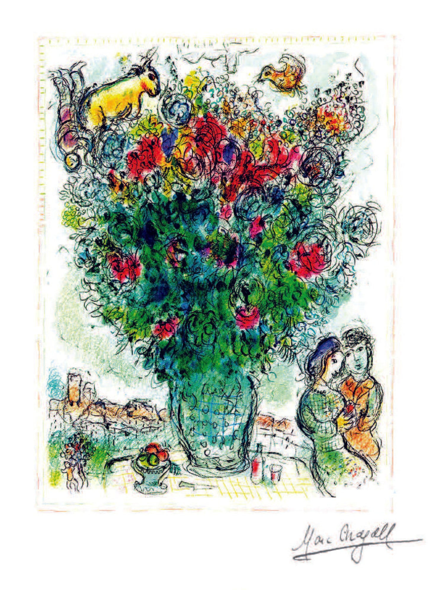 Chagall, "Bouquet Multicore" Lithograph