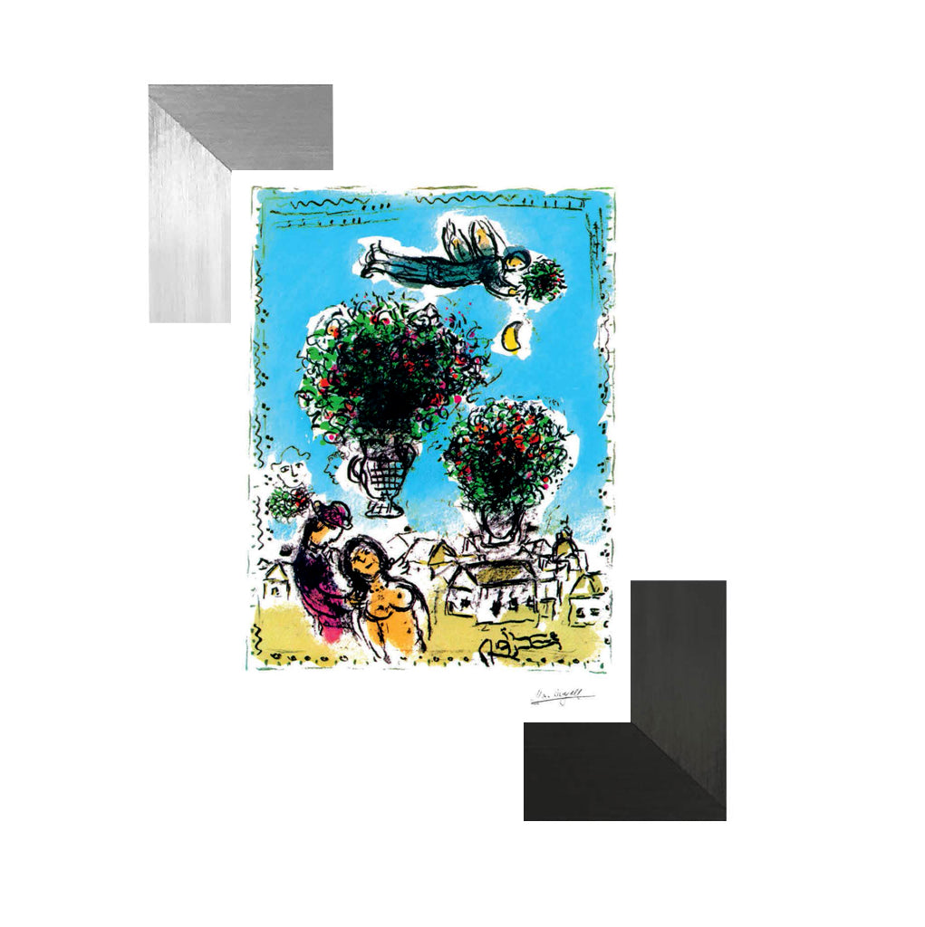 Chagall, "Bouquets au ciel blue" Lithograph