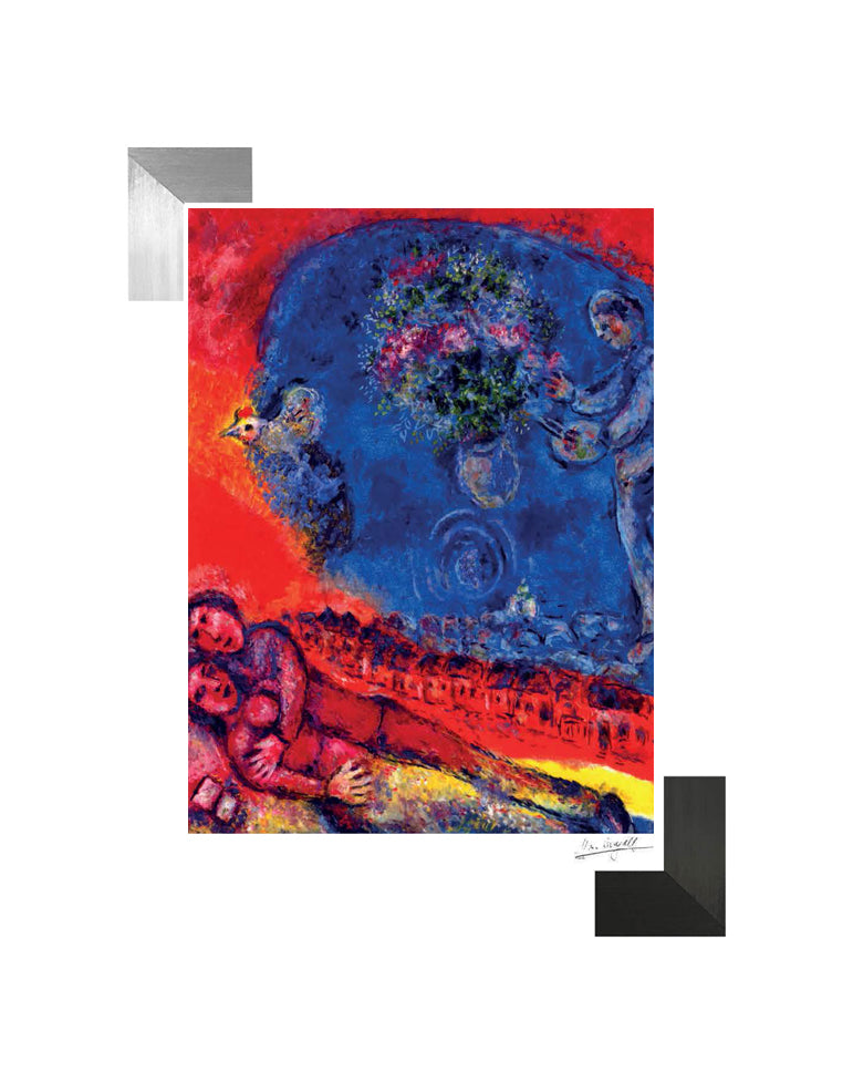 Chagall, "Couple of Lovers on Red Background" Lithograph