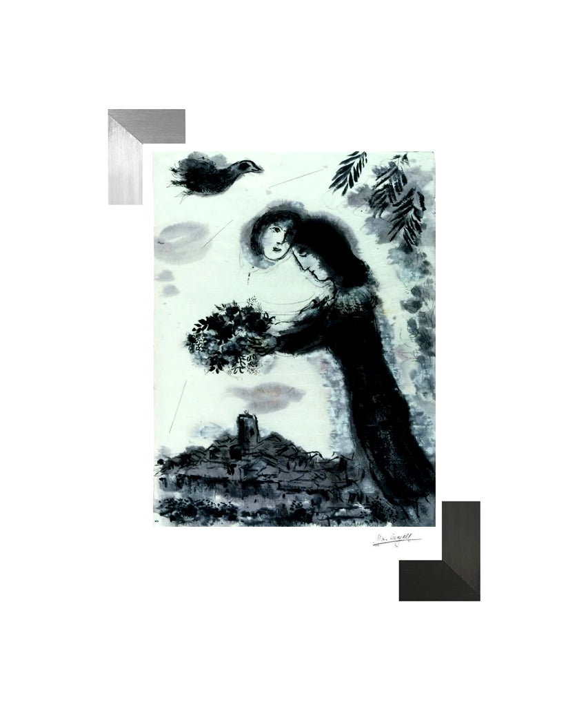 Chagall, "Le Couple au bouquet 1964", Lithograph