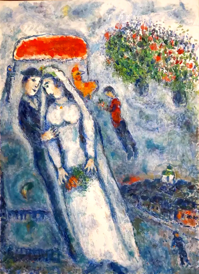 Chagall, "Les Maries Sur Fond Bleu", Lithograph