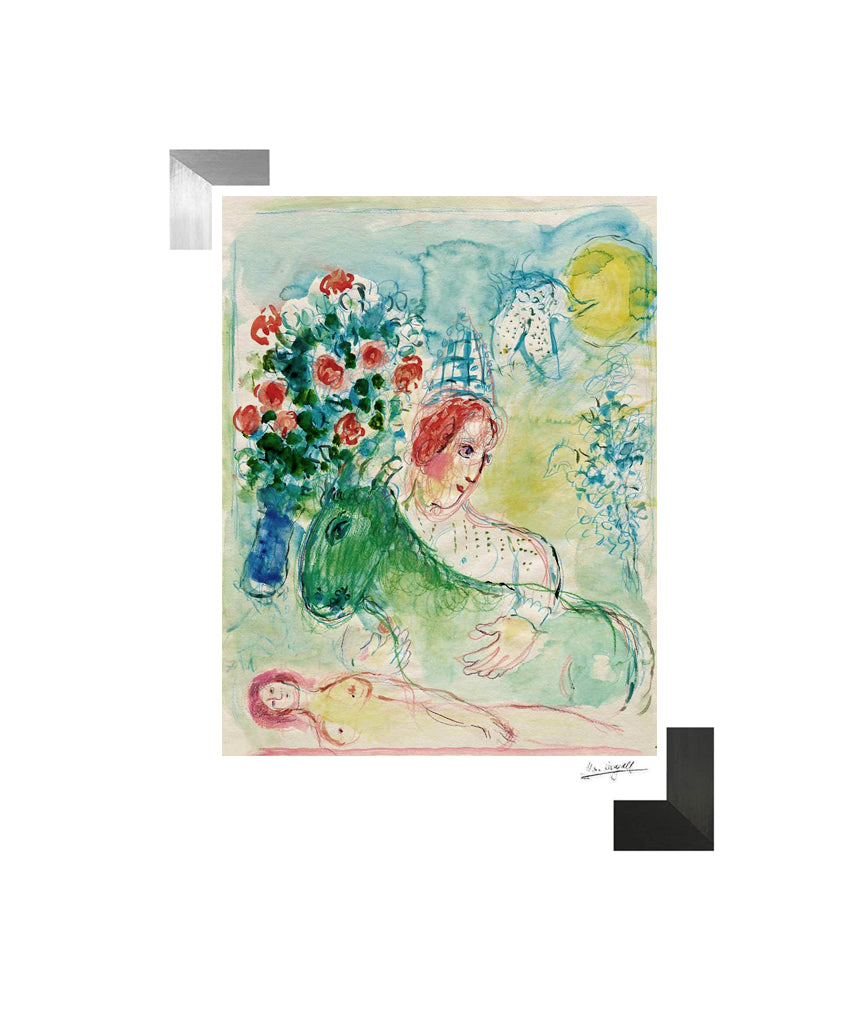 Chagall, "Repos du clown avec le bouc vert" Lithograph