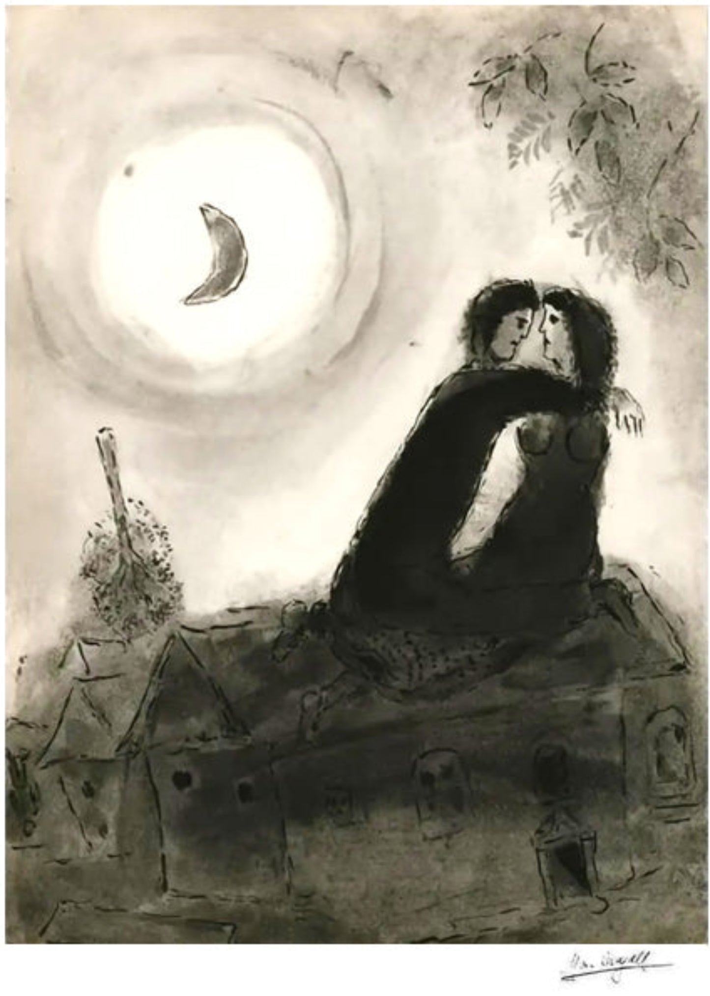 Chagall, "Cornes pour cornes" Lithograph