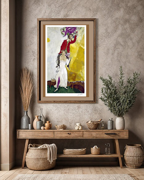 Chagall. "Portrait de deux personnes avec un verre de vin, 1917-1918", Lithograph