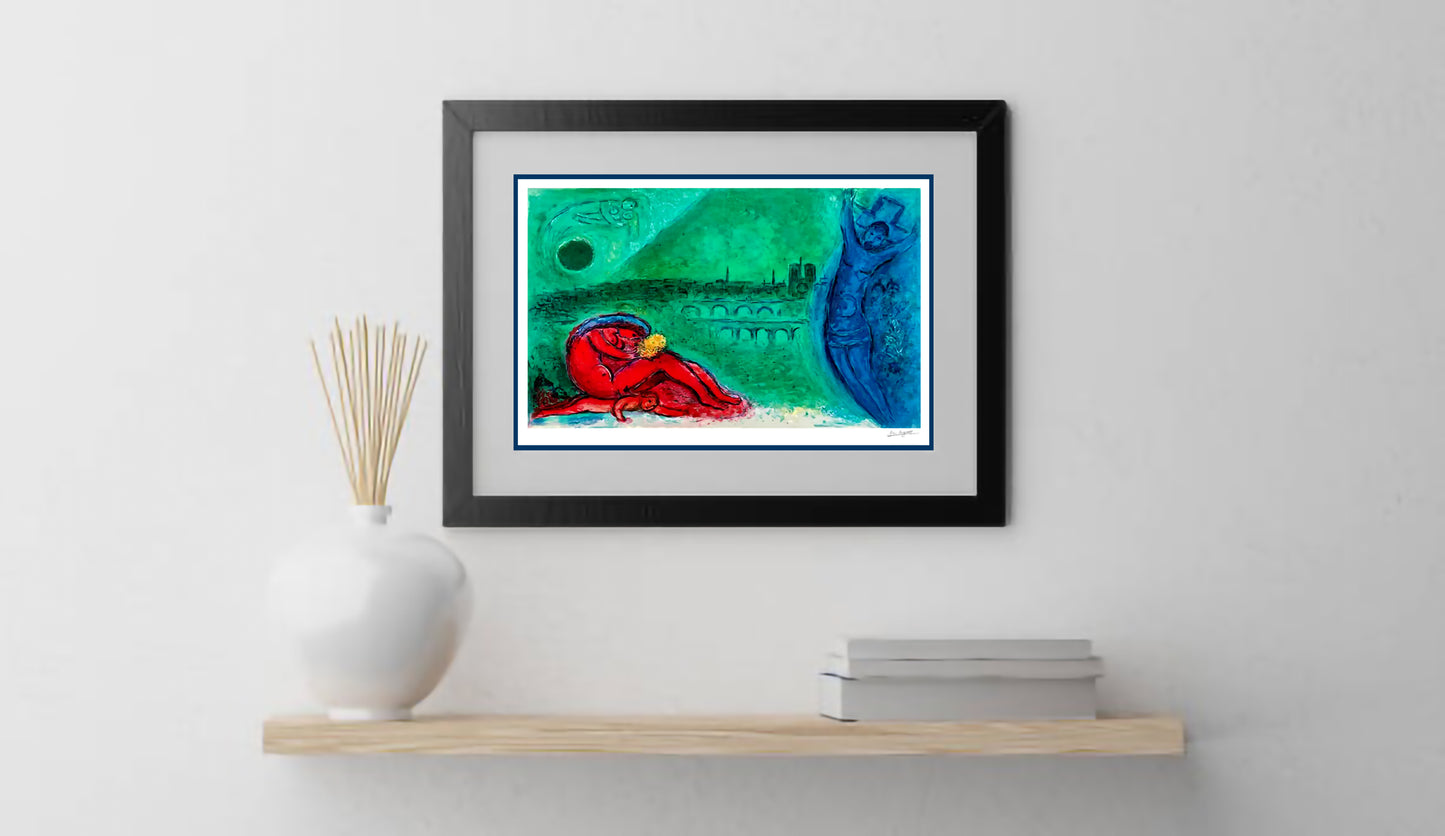 Chagall, "Quai de la Tournelle" Lithograph