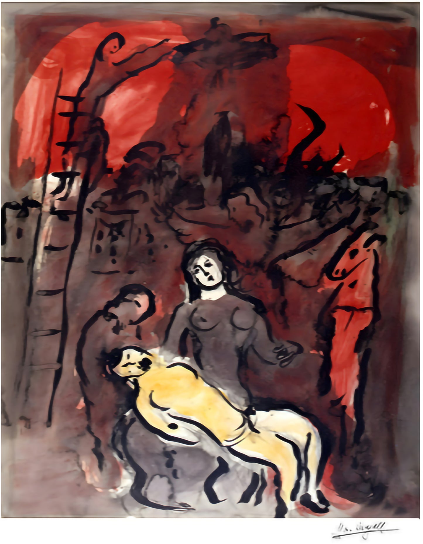 Chagall, "Red Pieta" Lithograph