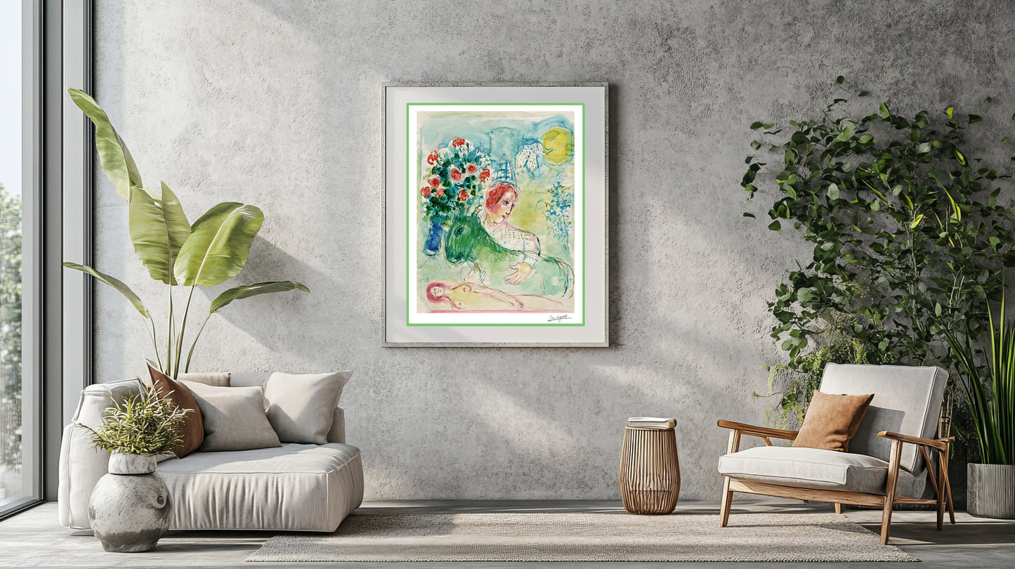 Chagall, "Repos du clown avec le bouc vert" Lithograph