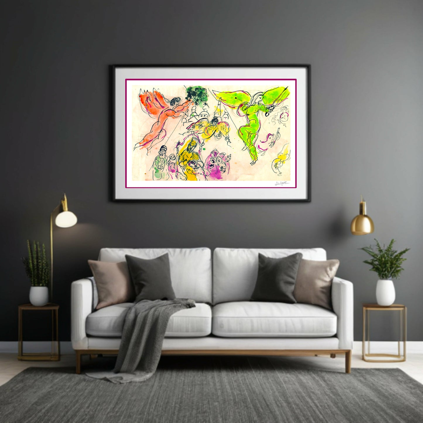 Chagall, "Sketch for Moussogorsky and Mozart, 1966", Lithograph