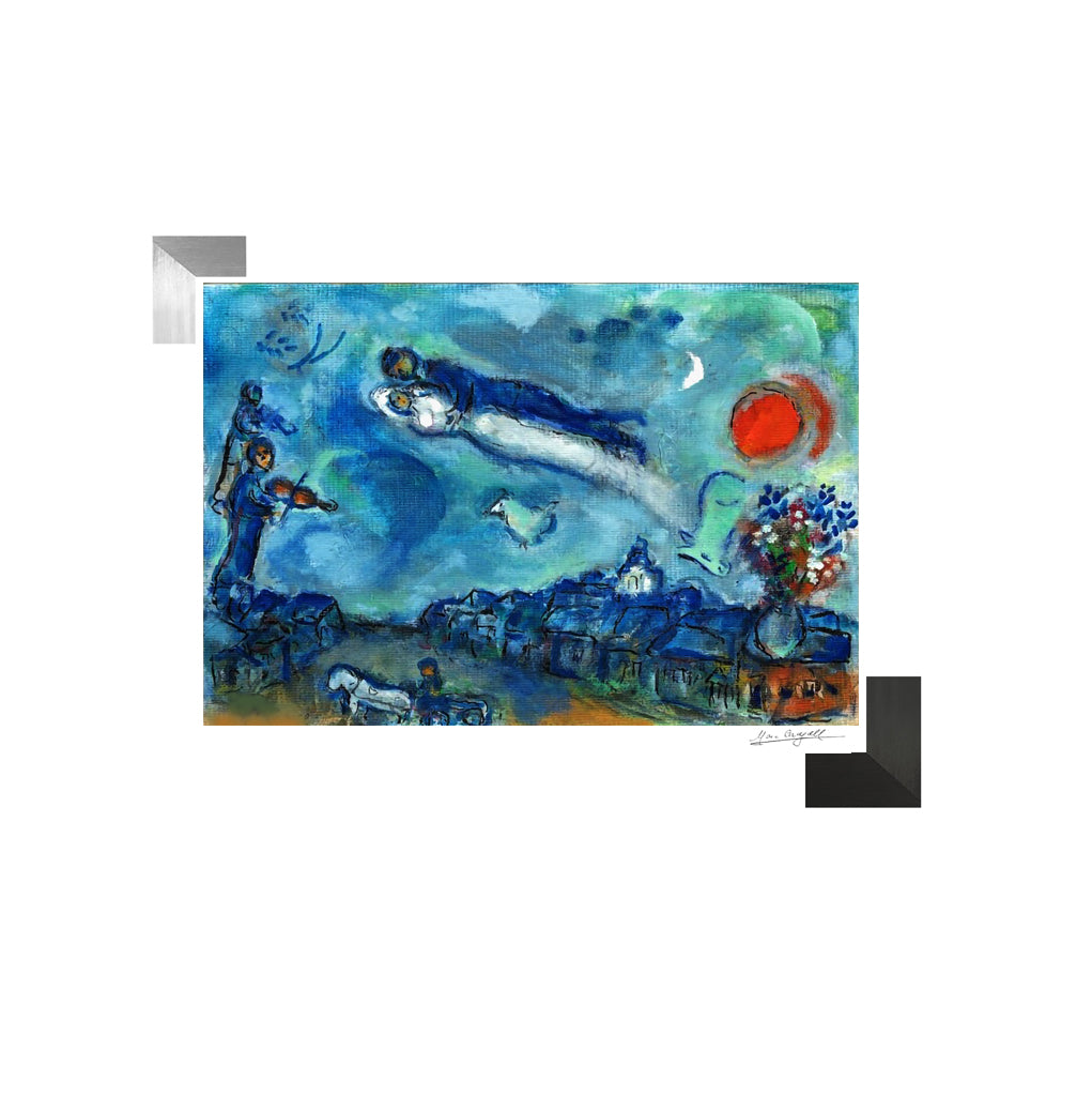 Chagall, "Les Maries Au-dessus Du Village" Lithograph
