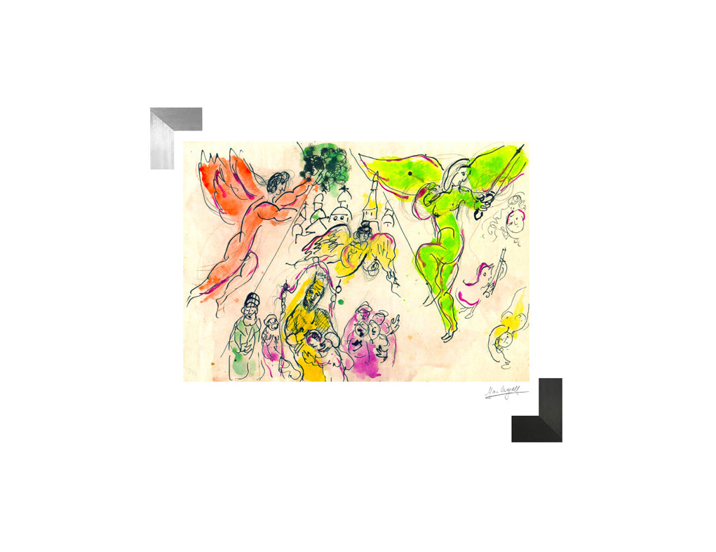 Chagall, "Sketch for Moussogorsky and Mozart, 1966", Lithograph