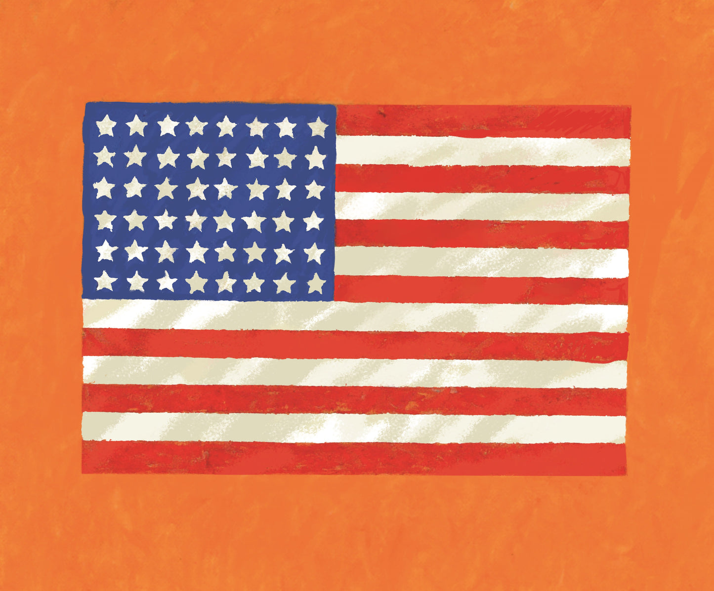 Jasper Jones , "Flag On Orange Field" Lithograph