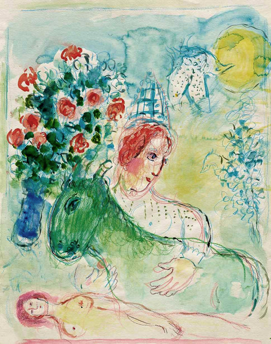 Chagall, "Repos du clown avec le bouc vert"