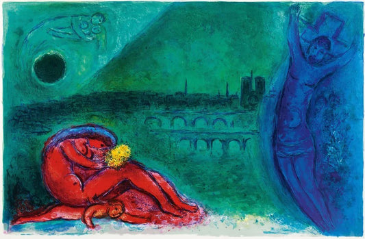 Chagall, "Quai de la Tournelle" Lithograph