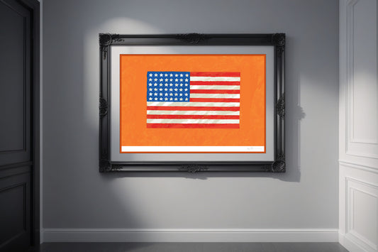 Jasper Jones , "Flag On Orange Field" Lithograph