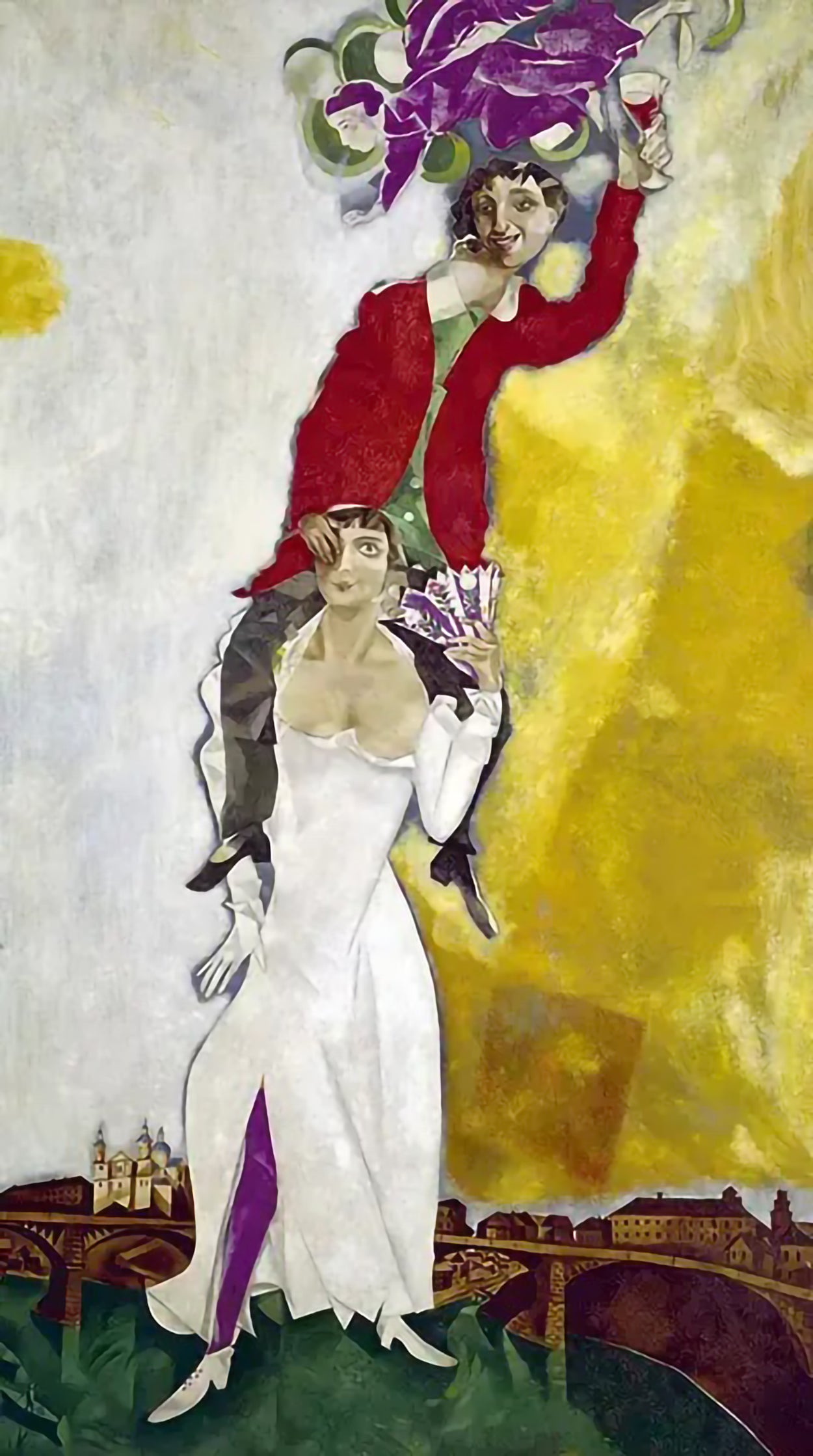 Chagall. "Portrait de deux personnes avec un verre de vin, 1917-1918"